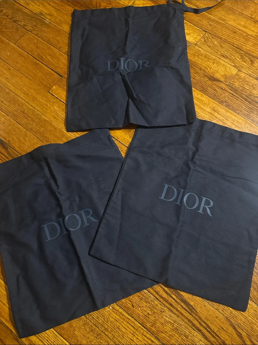 Dior Navy Blue Logo Drawstring Dust Bags - Set of Three